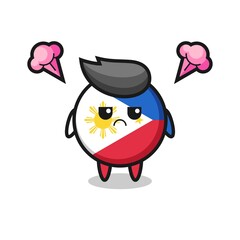 annoyed expression of the cute philippines flag badge cartoon character