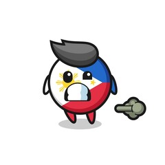 Obraz premium the illustration of the philippines flag badge cartoon doing fart