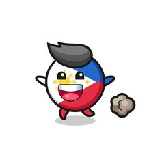 Obraz premium the happy philippines flag badge cartoon with running pose