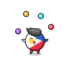 the philippines flag badge circus cartoon juggling a ball