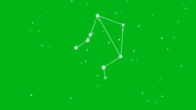 Representation of zodiac sign Libra with twinkling stars on green screen background