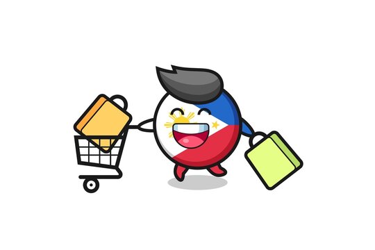 black Friday illustration with cute philippines flag badge mascot