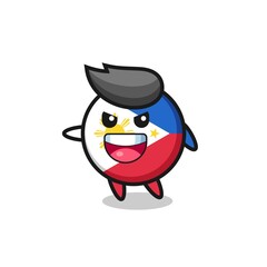 philippines flag badge cartoon with very excited pose