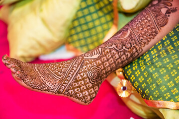 henna design, bride , traditional hindu wedding, Rajasthan, India	
