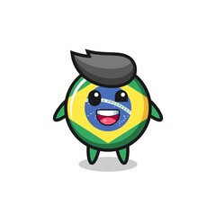 illustration of an brazil flag badge character with awkward poses