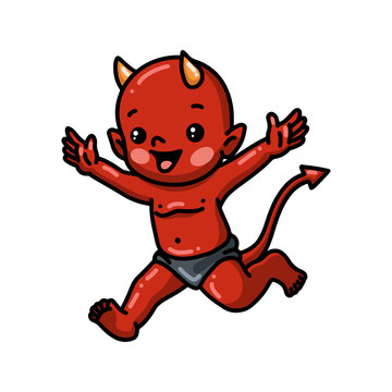 Cute little devil cartoon running