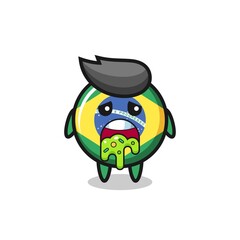 the cute brazil flag badge character with puke