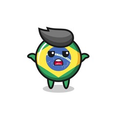 brazil flag badge mascot character saying I do not know
