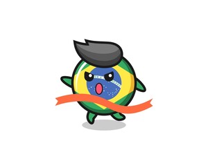 cute brazil flag badge illustration is reaching the finish