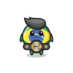 the MMA fighter brazil flag badge mascot with a belt