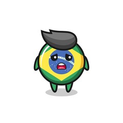 disappointed expression of the brazil flag badge cartoon