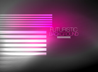 Bright neon color techno abstract background, shiny glowing neon lines in the dark background