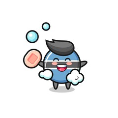 botswana flag badge character is bathing while holding soap