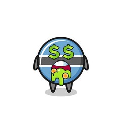 botswana flag badge character with an expression of crazy about money