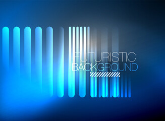 Bright neon color techno abstract background, shiny glowing neon lines in the dark background