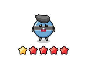 the illustration of customer bad rating, botswana flag badge cute character with 1 star