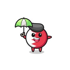 cute bahrain flag badge illustration holding an umbrella