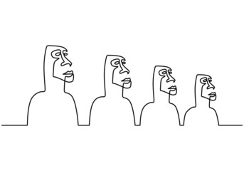 Continuous one line drawing of tribal abstract face human. Modern hand drawn line art tribal portrait. Ethnic style vector illustration for posters, wall decor, tote bag, t-shirt print, mobile case