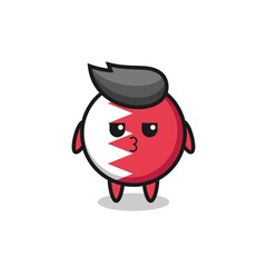 the bored expression of cute bahrain flag badge characters