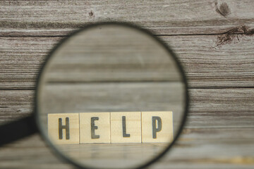 Help Word Written In Wooden Cube