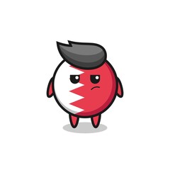 cute bahrain flag badge character with suspicious expression