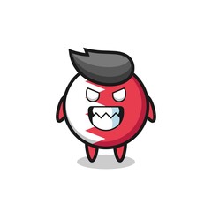 evil expression of the bahrain flag badge cute mascot character