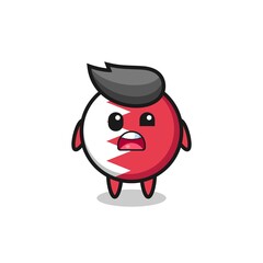 the shocked face of the cute bahrain flag badge mascot