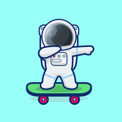 Cute Astronauts slide on skateboard cartoon vector