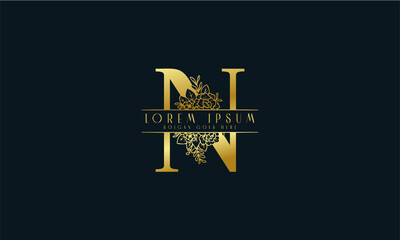 Letter N Minimalist Floral logo design template

