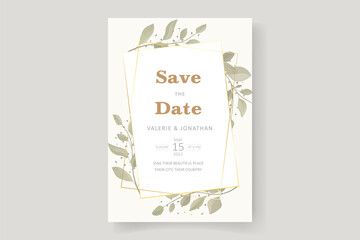 Elegant wedding card design with leaf ornament