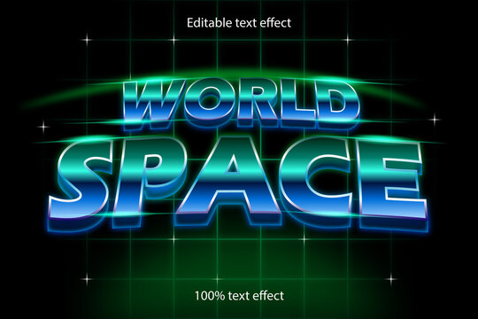 world space editable text effect retro style