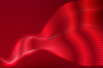 Red floating silk fabric with smooth line textured background