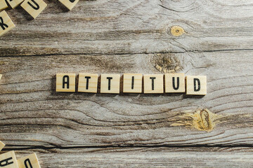 Attitude Word In Wooden Cube