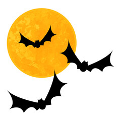 月夜のコウモリのイラスト