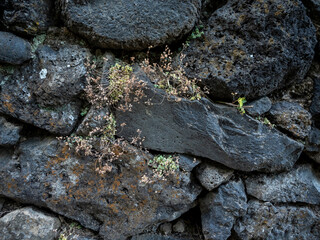 wall texture with dark volcano stone