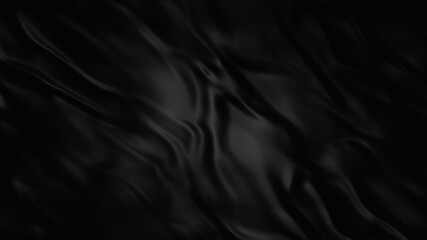 3d render black wavy silk texture background