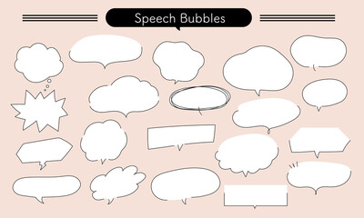 吹き出しのセット,シンプル,ふきだし,手描き,落書き,speach bubble set　