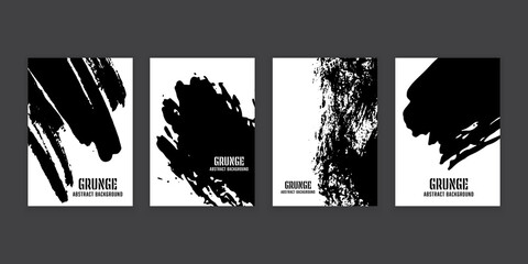 Vector set black paint brush with template book cover, poster, banner background.