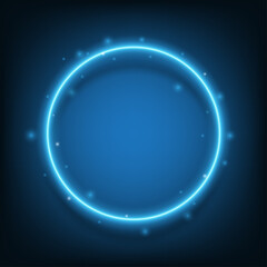 Vector round shiny frame background. Magic glowing circular star rays and beams of glitter.