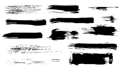 Set of vector brush strokes. Watercolor stains, ink blots.
