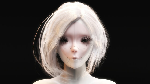 Artistic 3D Illustration of a Female Face