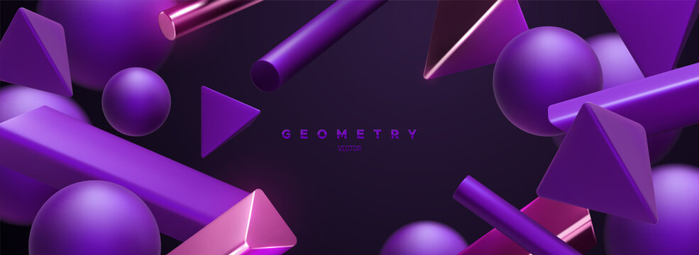 Purple Geometric Shapes Backdrop. Abstract Elegant Background.