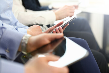 Witty workers discuss topic