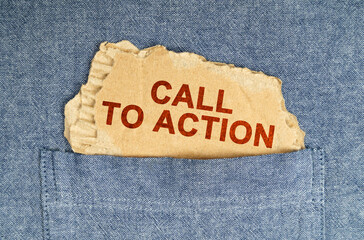 A piece of paper sticks out of his shirt pocket with the inscription - CALL TO ACTION