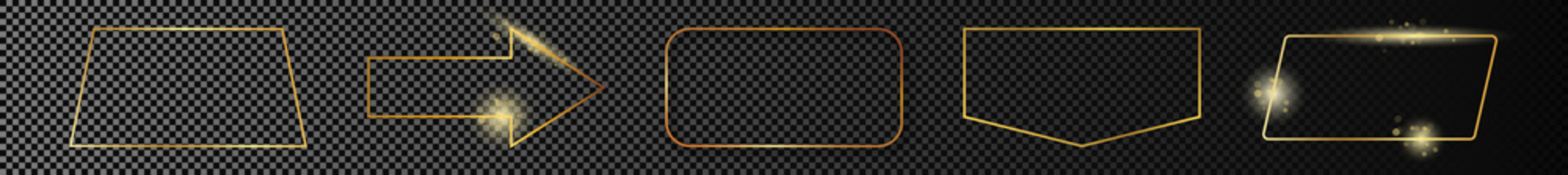 Gold glowing different geometric shape frame