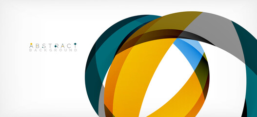 Geometric abstract background. Circle created with overlapping color shapes. Vector Illustration For Wallpaper, Banner, Background, Landing Page