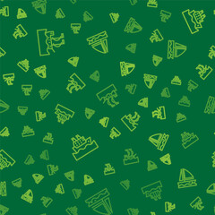 Set line Sailboat, Cruise ship and Yacht sailboat on seamless pattern. Vector