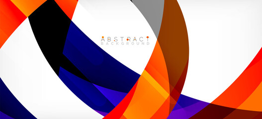 Fototapeta premium Color circle shapes, minimal geometric background. Trendy dynamic composition. Vector Illustration For Wallpaper, Banner, Background, Landing Page