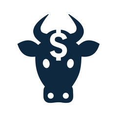 Cow price, farm business icon. Editable Vector.