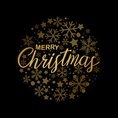 Merry Christmas ball, snowflakes. Vector art illustration.	
